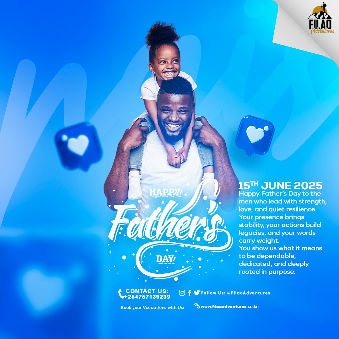 FilaoAdventures's tweet photo. โA fatherโs smile has been known to light up a childโs entire day.โย โSusan Gale
Happy Fathers Day.
#FathersDay2025 #filaoadventures #forthewildandfree Mbagathi https://t.co/Nj1cYHbi9m