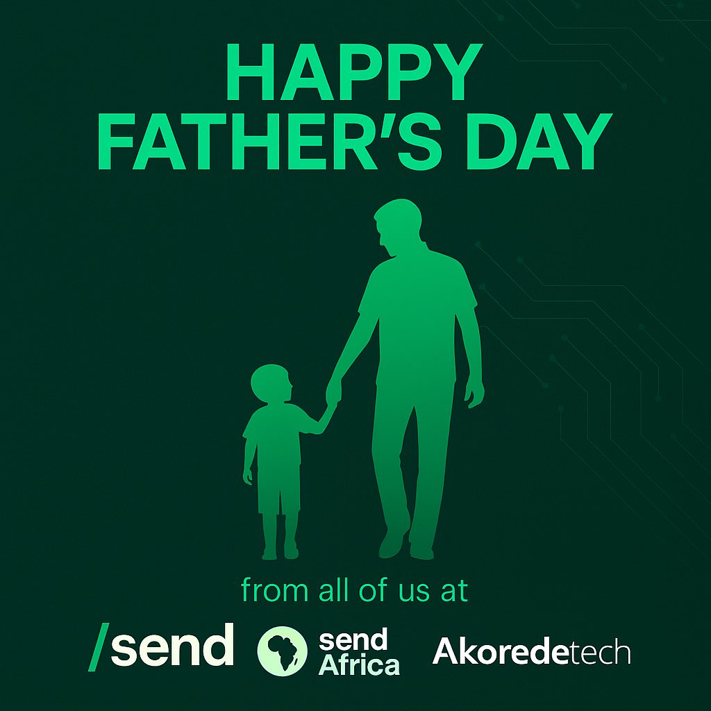 Akoredetech's tweet photo. @Xino_it @Send @send_africa @ethentree
Happy Fatherโs Day to every hero, mentor, and builder of tomorrow. ๐ง๐ฝโโ๏ธ๐จ๐ฝโ๐งโ๐ฆ
celebrate the strength, wisdom, and love that fathers give every day.
Letโs SEND it. ๐
#FathersDay #SendAfrica #Web3Fathers #Akoredetech #SendI https://t.co/R8xNF7aGyP