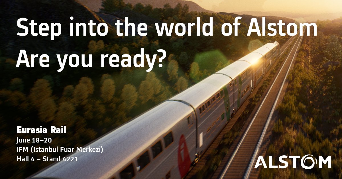 Discover Alstom’s world of innovation at #EurasiaRail2025!

Join us at the Istanbul Expo Center, June 18–20 — Hall 4, Stand 4221. Let’s shape the future of mobility together.

#Alstom