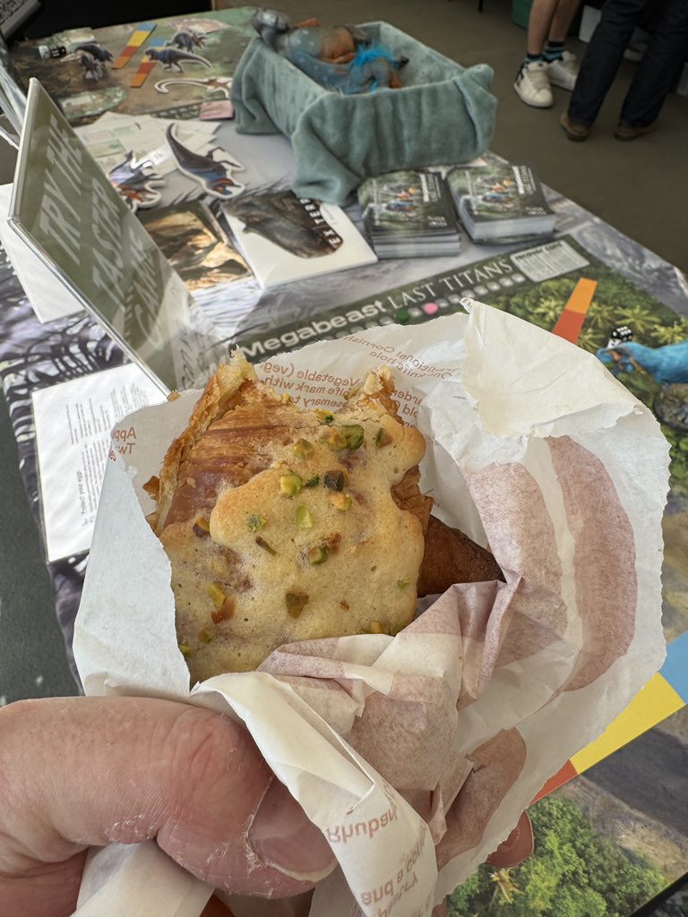 MegabeastGames's tweet image. Day two of the #fossilfestival wranglers getting ready for the day with local pistachio pastries... great start