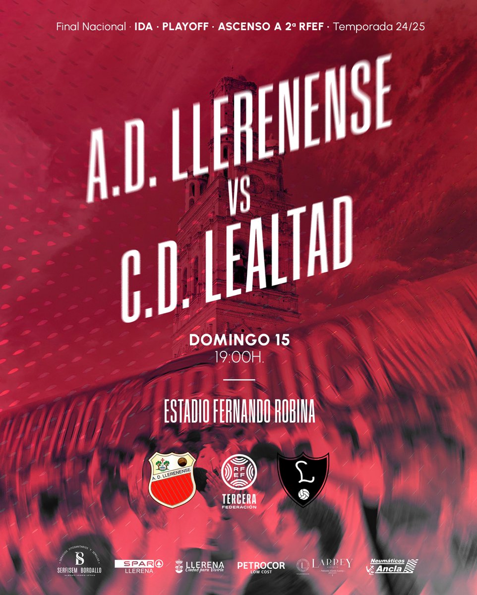 ¡DÍA DE 𝙋𝘼𝙍𝙏𝙄𝘿𝙊! 🤍❤️

💪🏼 ¡Orgullo y coraje, equipo!💥 

⚽️ <a href="/adllerenenseof/">A.D. LLERENENSE</a> - <a href="/CDLealtad/">Lealtad de Villaviciosa</a> 
⏱️ 19:00h.
🏟️ Estadio Fernando Robina
👨🏻‍⚖️ Guillermo Iñigo Hernández

📍Llerena ☀️34ºC

#LlerenenseLealtad | #TerceraRFEF