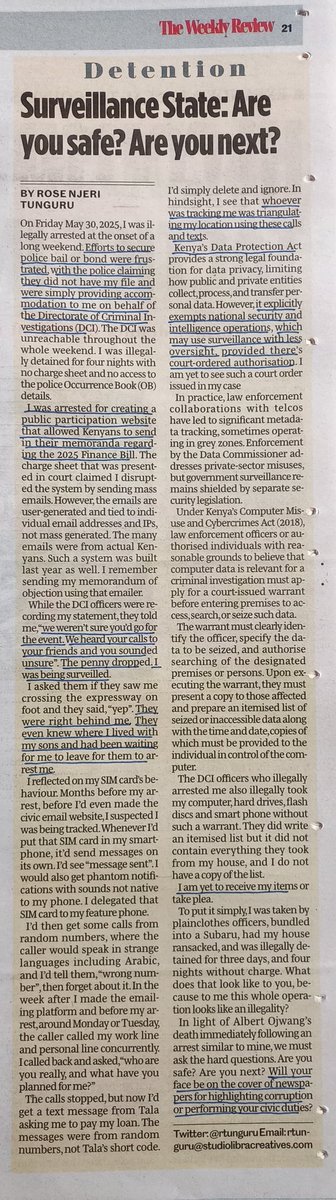 And while at that, <a href="/rtunguru/">T</a> also narrates her ordeal with the police &amp; DCI... and how law enforcement officers have collaborated with telcos to track people's metadata, over and above what Kenya's Data Protection Act provides.