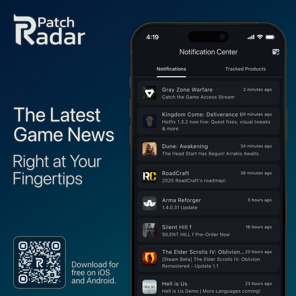 Wanna stay up to date with gaming news, but without all the cringe and drama you'll find on social media? 

PatchRadar is an app that lets you track any game you like and shows you only news, patch notes and sales - 0 user generated content! 
patchradar.com 

#ad