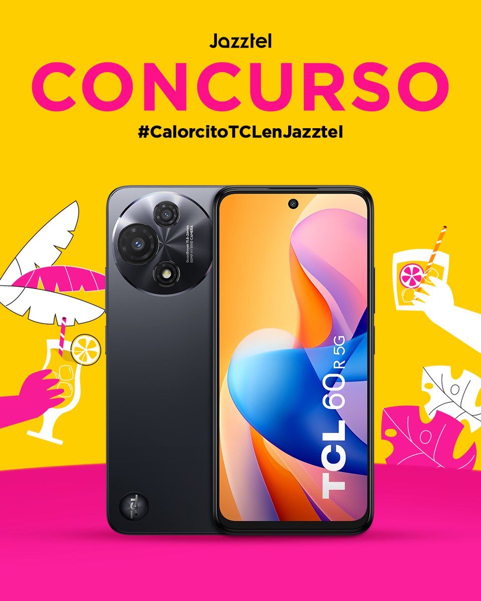 jazztel_es's tweet photo. CONCURSO 🌡️🌞🥵 📲
Por fin llega el calorcito que queremos. 
Lo celebramos con este refrescante #TCL60R5G
¡Participa!
➡️ Sigue a @jazztel_es  y @tclmobilees
🔁 Haz RT
💬 Menciona con quién te vas a refrescar
#️⃣ HT #CalorcitoTCLenJazztel
¡Suerte! 🍀
BBLL: https://t.co/v3rFSdwXMR https://t.co/Tu0aViYPre