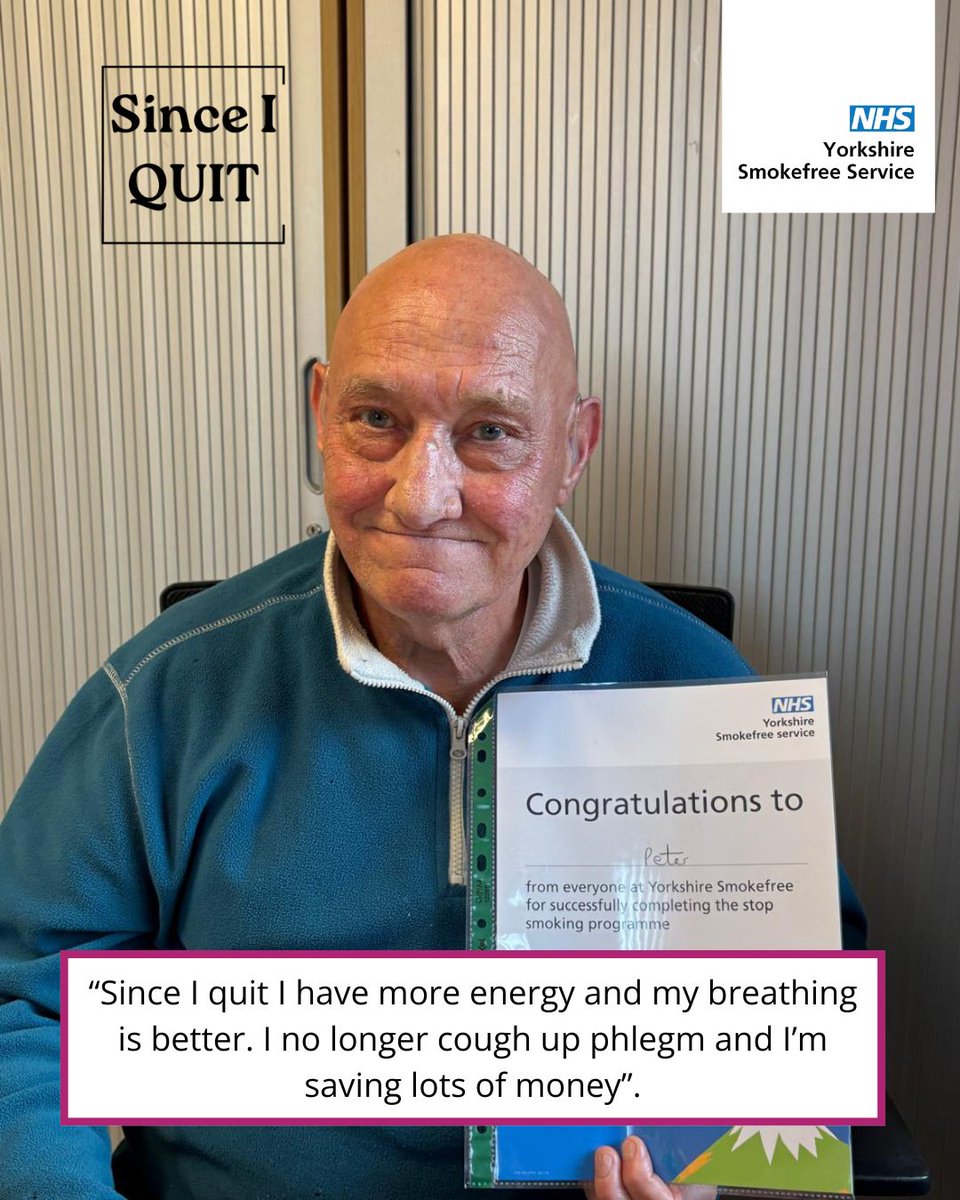 What could YOU achieve if you stopped smoking for good? 

Quit like Peter did and see an improvement in your health AND your wealth!

Book your place on our 12 week NHS programme: yorkshiresmokefree.nhs.uk/pages/callback…. 

Let's do this!