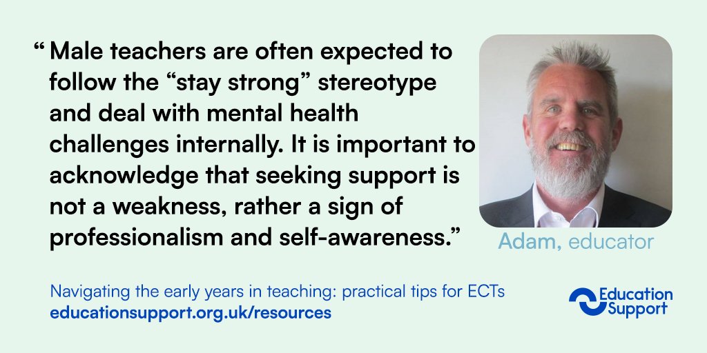 EdSupportUK's tweet image. 📢 Calling all men who are starting out in teaching!

Hear from Adam in our new blog, as he shares his top tips for early career staff, including some advice for men entering the profession.

Read here: ow.ly/e9e550W68eB

#MensHealthWeek #MeninEducation #ECTs @MrTs_NQTs