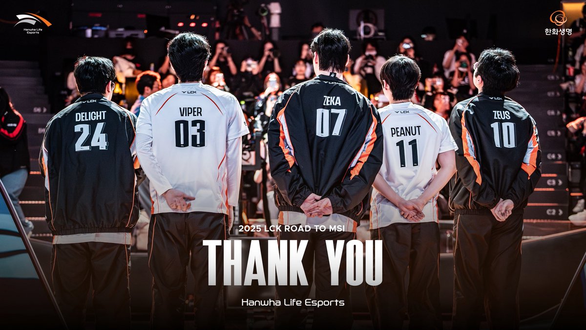 Hanwha Life Esports (@hleofficial) on Twitter photo ์ค๋ ๊ฒฝ๊ธฐ๋ก 2025 MSI๋ฅผ ํฅํ ๋์ ์ ๋ง๋ฌด๋ฆฌํ๊ฒ ๋์์ต๋๋ค. ํํ์๋ช
e์คํฌ์ธ ๋ฅผ ํฅํ ํฌ ์ฌ๋ฌ๋ถ์ ๊พธ์คํ ๊ด์ฌ๊ณผ ์์์ ๊น์ด ๊ฐ์ฌ๋๋ฆฝ๋๋ค. ์ด๋ฒ ๊ฒฝํ์ ๋ฐํ์ผ๋ก ๋์ฑ ์ฑ์ฅํ ๋ชจ์ต์ผ๋ก ๋ค์ ์ธ์ฌ๋๋ฆด ์ ์๋๋ก ์ค๋นํ๊ฒ ์ต๋๋ค.
With todayโs match, our journey toward the 2025 MSI comes to a ์ค๋ ๊ฒฝ๊ธฐ๋ก 2025 MSI๋ฅผ ํฅํ ๋์ ์ ๋ง๋ฌด๋ฆฌํ๊ฒ ๋์์ต๋๋ค. ํํ์๋ช
e์คํฌ์ธ ๋ฅผ ํฅํ ํฌ ์ฌ๋ฌ๋ถ์ ๊พธ์คํ ๊ด์ฌ๊ณผ ์์์ ๊น์ด ๊ฐ์ฌ๋๋ฆฝ๋๋ค. ์ด๋ฒ ๊ฒฝํ์ ๋ฐํ์ผ๋ก ๋์ฑ ์ฑ์ฅํ ๋ชจ์ต์ผ๋ก ๋ค์ ์ธ์ฌ๋๋ฆด ์ ์๋๋ก ์ค๋นํ๊ฒ ์ต๋๋ค.
With todayโs match, our journey toward the 2025 MSI comes to a