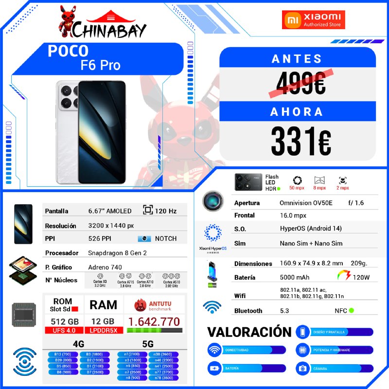 ChinaBay_deals's tweet image. 🟢¡¡ BAJADA DE PRECIO !! 

📱 Poco F6 Pro  
💶 Precio: 331.99€  
📝 OFERTA PROMO  
🌐 Link: chinabay.pro/4e3iWbC  

🕳RAM:  12 GB | ROM: 512 GB  
♨️ GLOBAL Version  

#PocoF6Pro #Smartphone #Tecnología #Ofertas #Gadgets