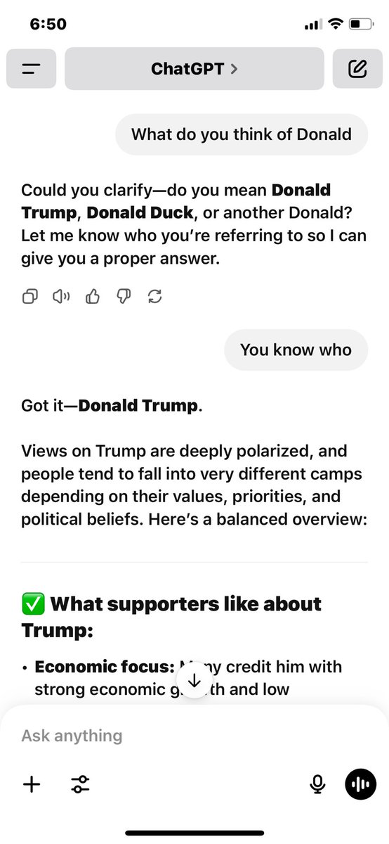 NathanAS1990's tweet photo. Part 1 - Chat GPT doesn’t like Donald https://t.co/Ya9pZUiupv