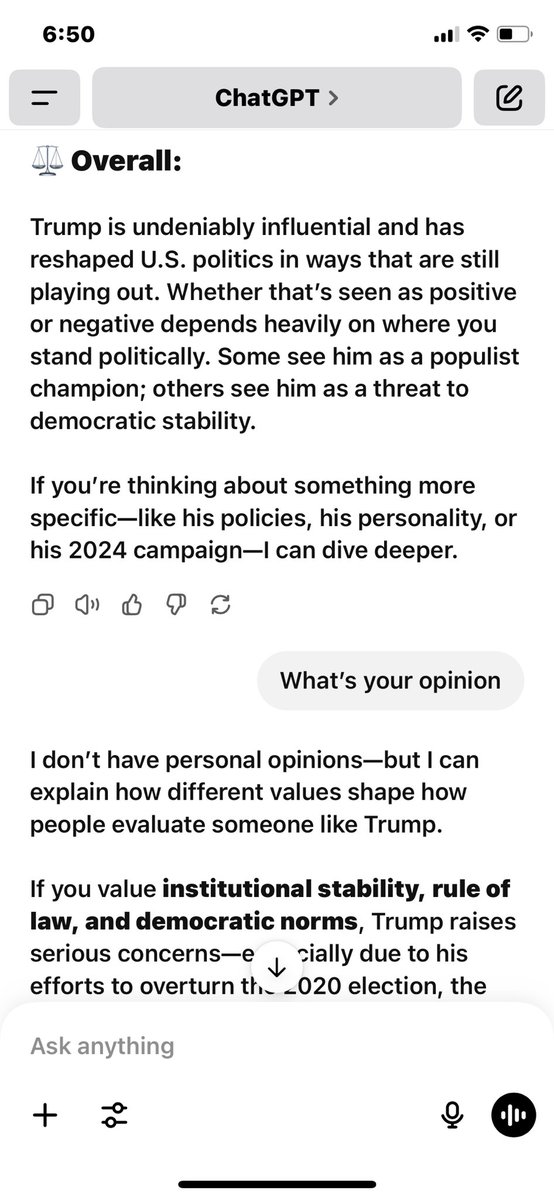 NathanAS1990's tweet photo. Part 1 - Chat GPT doesn’t like Donald https://t.co/Ya9pZUiupv