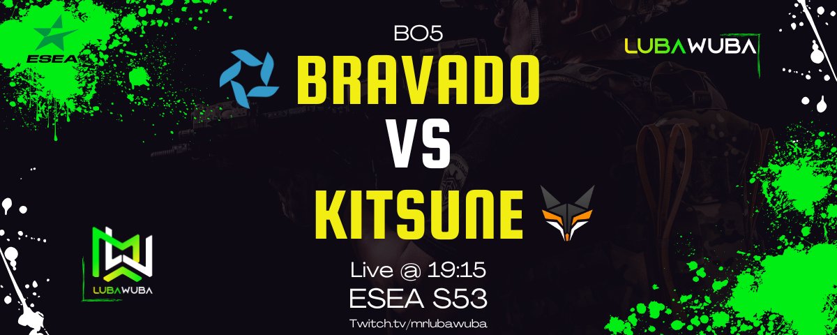Luba Wuba (@mrlubawuba) on Twitter photo It is finally time for another BO5 where these two ZA Titans face-off. Who will be <a href="/ESEA/">ESEA League</a> S53 champions this time?
<a href="/bravadogaming/">Bravado Gaming</a> and <a href="/KitsuneGamingZA/">Kitsune Esports</a>
🕣: 19:15
🎞️: twitch.tv/mrlubawuba
Joined by <a href="/RustyyyYG/">RustyYG</a> and <a href="/pinmistro/">Pini</a>
See you all soon! It is finally time for another BO5 where these two ZA Titans face-off. Who will be <a href="/ESEA/">ESEA League</a> S53 champions this time?
<a href="/bravadogaming/">Bravado Gaming</a> and <a href="/KitsuneGamingZA/">Kitsune Esports</a>
🕣: 19:15
🎞️: twitch.tv/mrlubawuba
Joined by <a href="/RustyyyYG/">RustyYG</a> and <a href="/pinmistro/">Pini</a>
See you all soon!