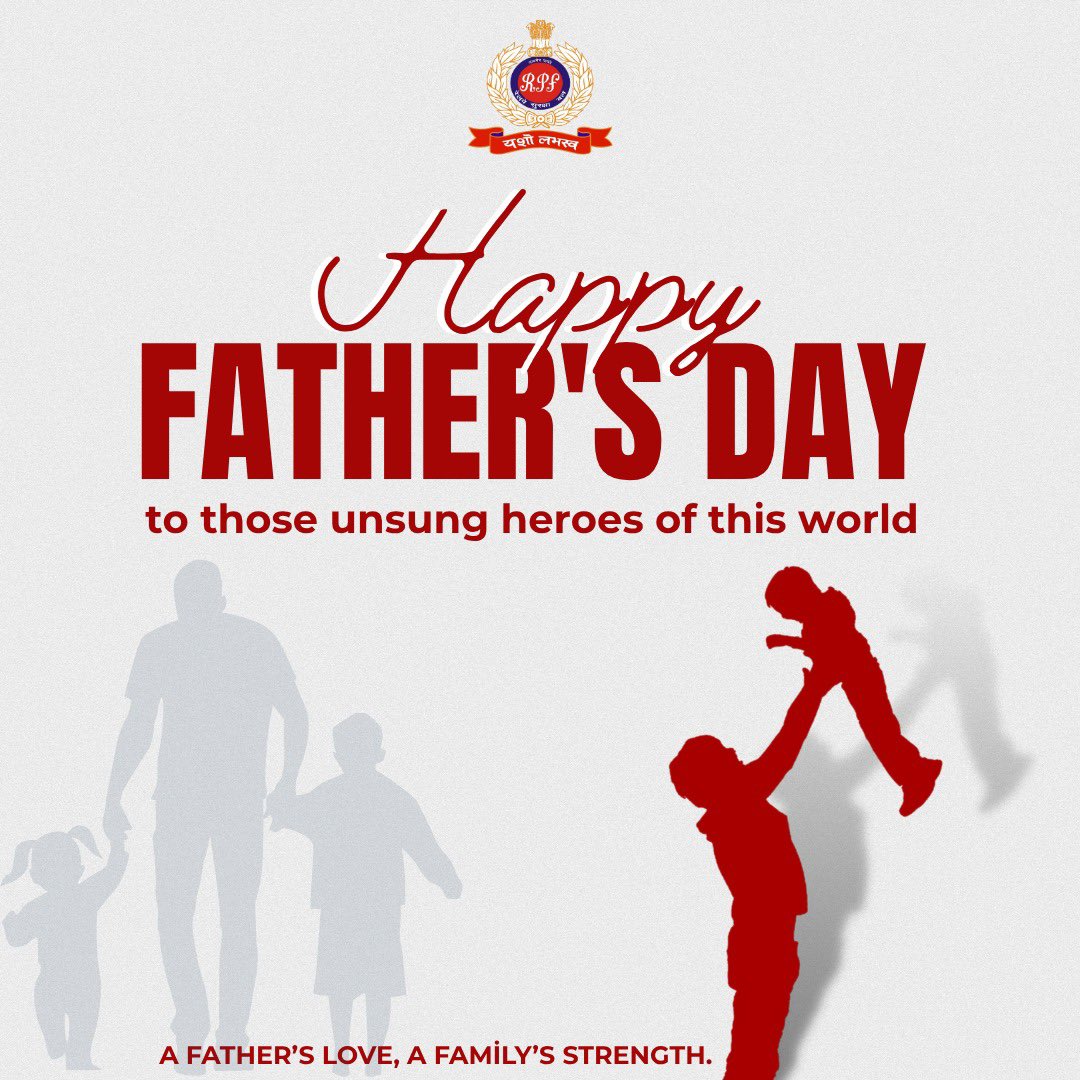 RPF INDIA (@rpf_india) on Twitter photo Happy #FathersDay to the guiding lights, the silent protectors, and the everyday heroes we call Dad.
Your strength, love, and sacrifices shape our world every day. 
Let’s celebrate the men who make life meaningful.
#HappyFathersDay #ThankYouDad #Fatherhood Happy #FathersDay to the guiding lights, the silent protectors, and the everyday heroes we call Dad.
Your strength, love, and sacrifices shape our world every day. 
Let’s celebrate the men who make life meaningful.
#HappyFathersDay #ThankYouDad #Fatherhood