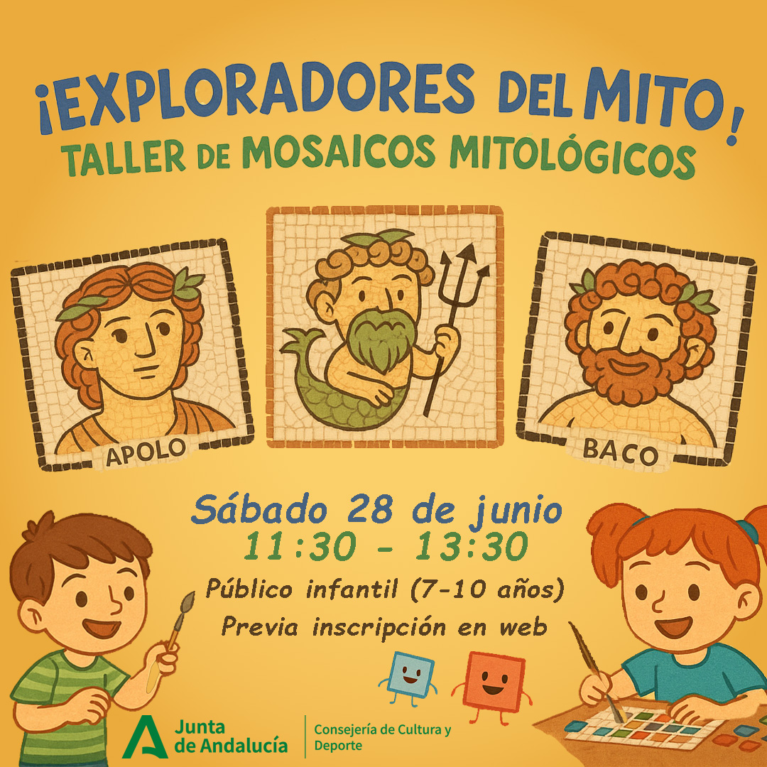#BuenosDias empezamos el veranito con un taller para público infantil donde podrán descubrir la mitología romana y la técnica del mosaico.
¿Os lo vais a perder?
Reserva en la página Web
Aforo limitado a 16 niño/as
¡Os esperamos!
#TuMuseo #talleres #mitología  @culturaand