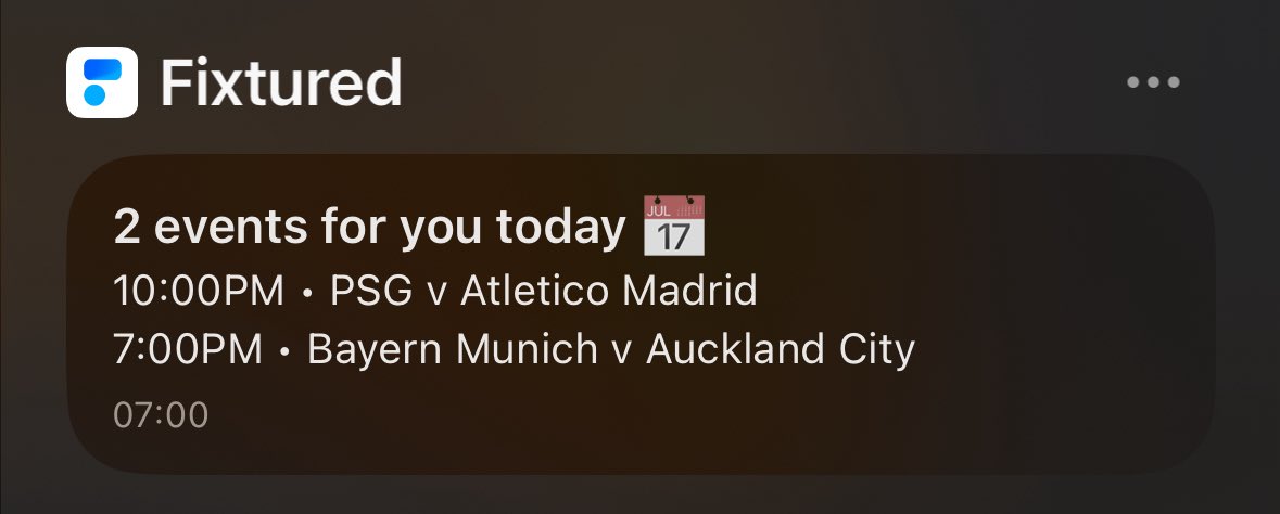 Cybalpha's tweet photo. @fixturedapp It happened again today. Honestly I don’t mind it necessarily, maybe a toggle to make the notification consider the granularity or not would be nice https://t.co/02fzkENi4Z
