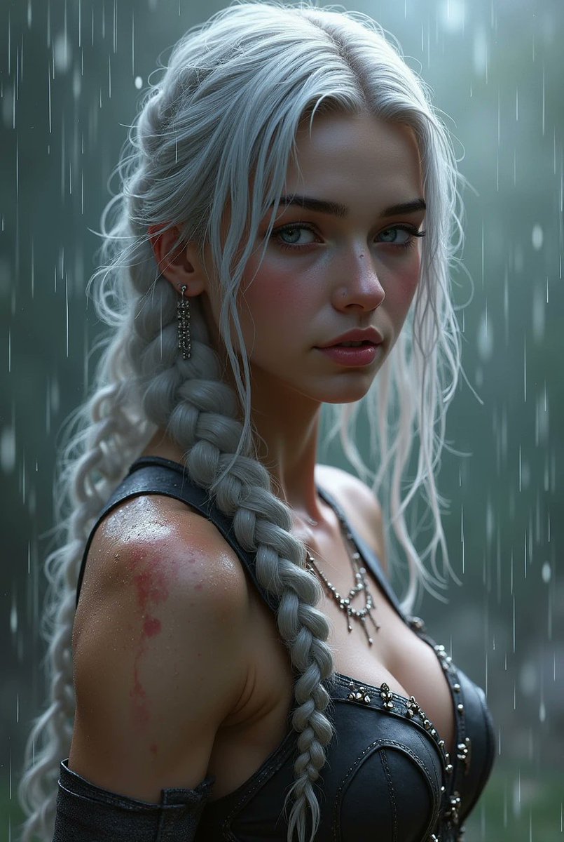 Skylme's tweet photo. Under the rain, Standing strong in the pouring rain, this silver-haired elf exudes mystery and power in a lush forest setting β pure fantasy inspiration! π§οΈπ§ββοΈβ¨ #FantasyArt #ElfPortrait #DigitalIllustration #Rainy https://t.co/oPKOz4o4H9