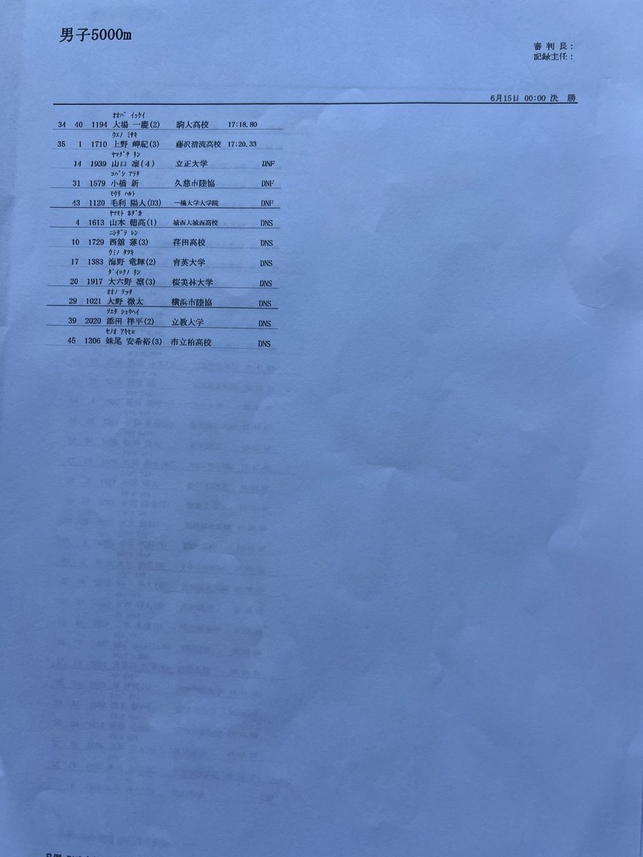 男子5000m
3.4組