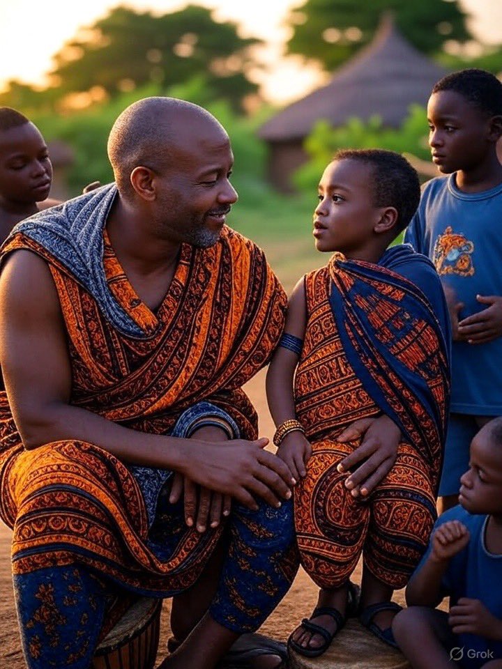 Celebrating the strength and love of African fathers on Father's Day 2025, surrounded by their joyful children in a vibrant community.