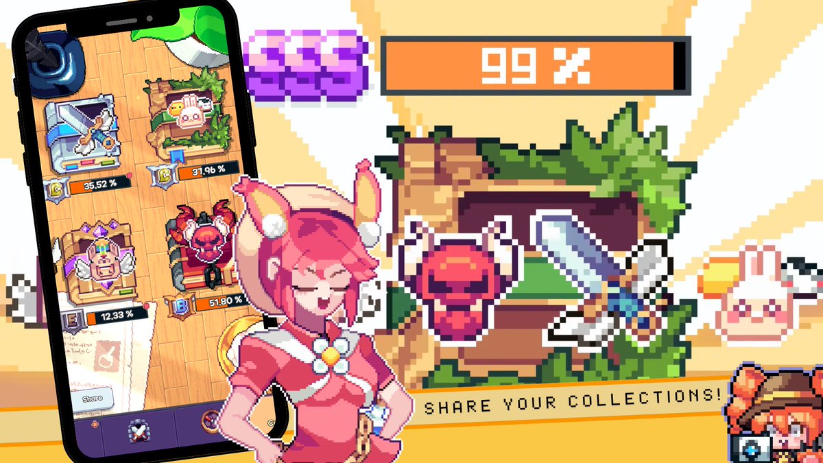 0xAizek's tweet image. ๐ REWARDS, REWARDS FOR ALL! ๐
#PixelHeroesAdventure will reward you for every 1% of your progress โ yes, every 1%!
How? Just donโt forget to share your collection progress before June 18!
๐ Check the details here: devlog.pixelheroes.io/Collection-Shaโฆ