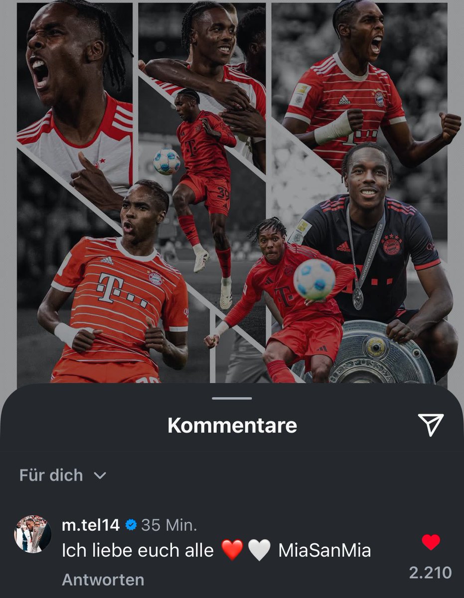 Mathys Tel say‘s Goodbye:

„I love you all,❤️🤍 Mia San Mia.“