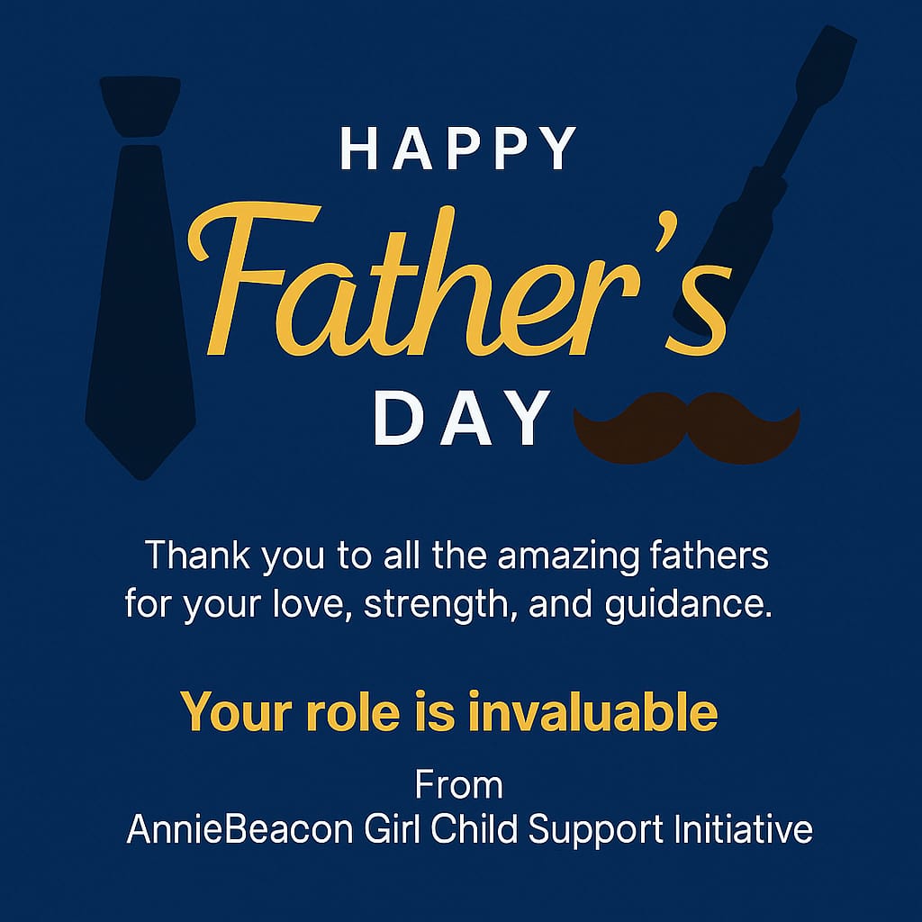 To every dad who's building a brighter future, thank you.
Your love, strength &amp; leadership mean everything.
HappyFathersDay from AnnieBeacon Girl Child Support Initiative 💙

#ABGCSI
#ThankYouDads
#FathersMatter
