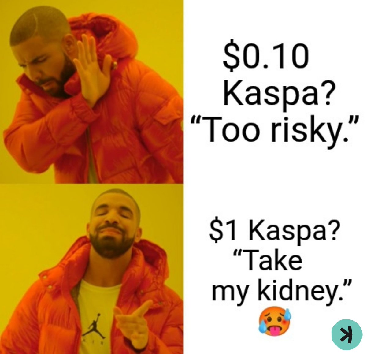acute_kas's tweet photo. โKaspa believers vs late adopters ๐โ#Kaspa #CryptoMeme #BuyLowSellHigh #KAS #CryptoFOMO
#MemeCoin #Altcoins #DiamondHands #NotFinancialAdvice
#CryptoInvesting #HODL #KaspaToTheMoon #EarlyAdopter #KaspaCommunity https://t.co/bVHXZRWuLQ