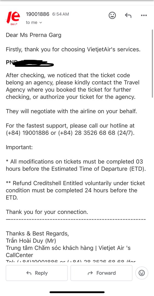 Dear <a href="/agoda/">agoda</a> 
As I booked my flight via <a href="/agodaindia/">agoda India</a> so according to <a href="/VietjetIndia/">Vietjet India (Official)</a> It’s your duty to talk to them on my behalf. 

Now are you going to take things in your hand?? 

#WorstExperience