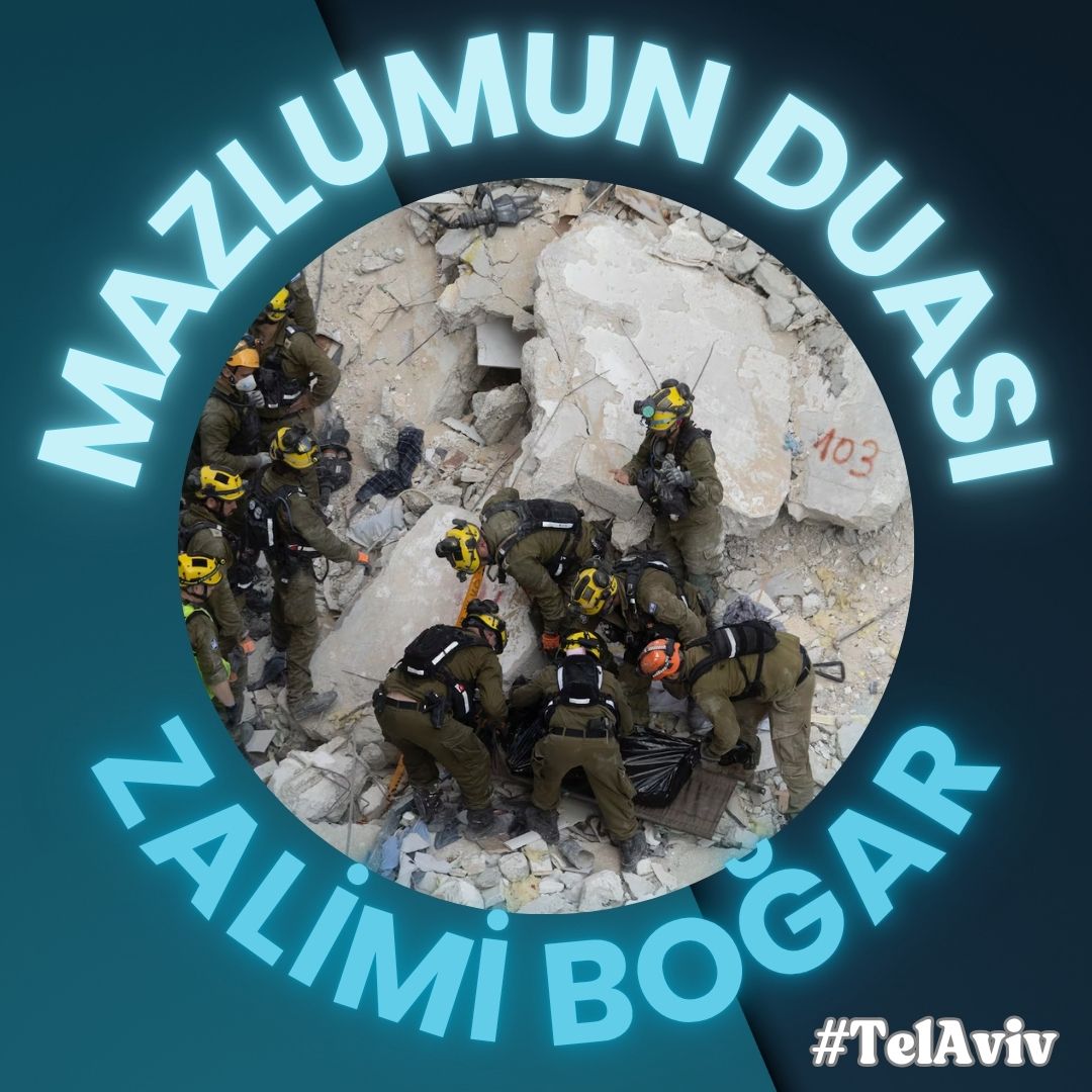 İslam coğrafyasına kabus gibi çöken İsrail Terör Devleti'nin, yıkılmaz olmadığı mitini yıkan Allah'a (cc) hamd olsun. Hep birlikte profil resimlerimizde haykıralım:

"İsrail Yıkılmaz Değildir!"

#TelAviv