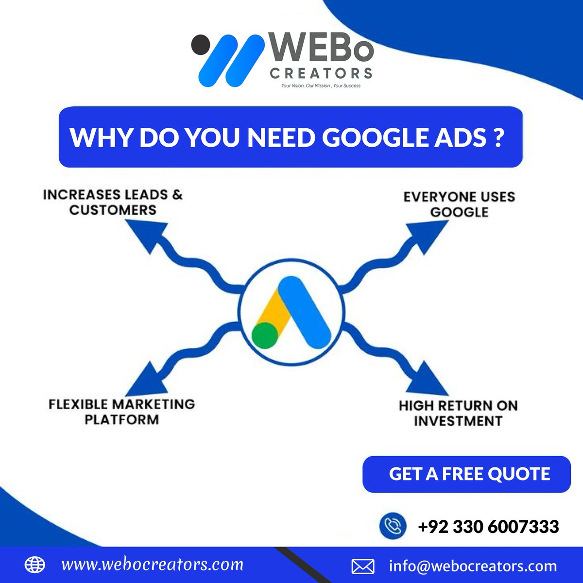 umer_memon_123's tweet photo. Did you know that Google Ads can significantly boost your business? It's a powerful tool that connects your products with the right audience. For more, contact us
https://t.co/D6FkKsfZLQ
info@webocreators.com

#GoogleAds #DigitalMarketing #BusinessGrowth #viral #Trending #fypシ https://t.co/c403EW9EdV