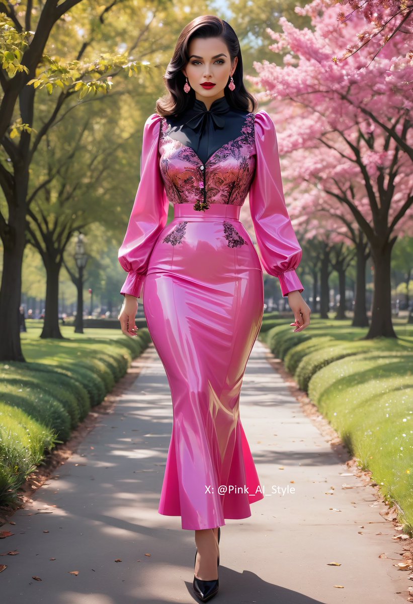 Pink_AI_Style's tweet photo. #pink #aiart #aigirl #vintage #latex #pvc #coat #fashion #dress #skirt #blouse https://t.co/O34XmsAX8n