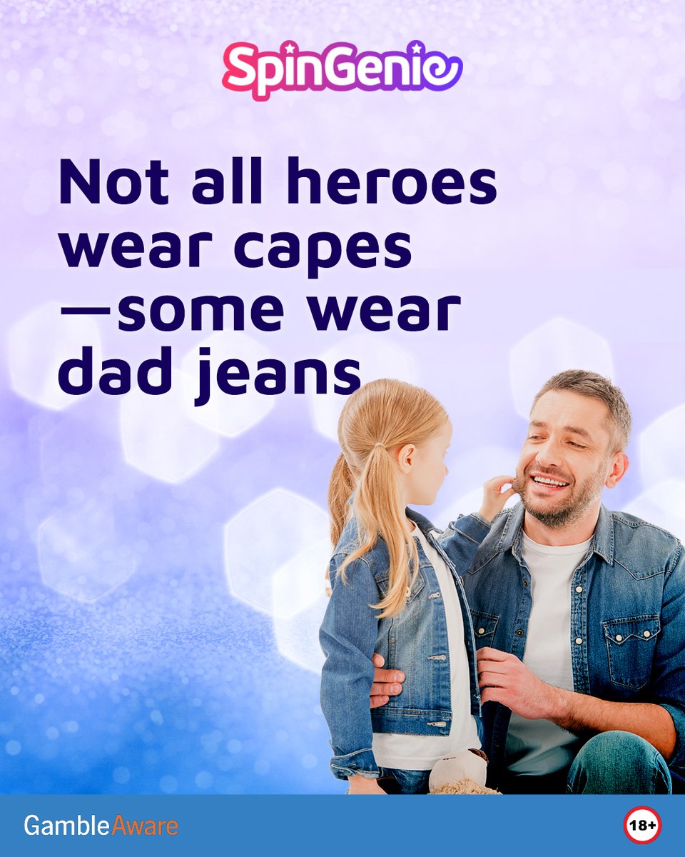 SpinGenieUK's tweet photo. Today, we raise a wand to the real-life heroes—dads who make every day feel a little more magical. Whether you like dad jeans or not... 🪄💫 #HappyFathersDay #SpinGenieMagic
18+GambleAware https://t.co/szwkxEbA16