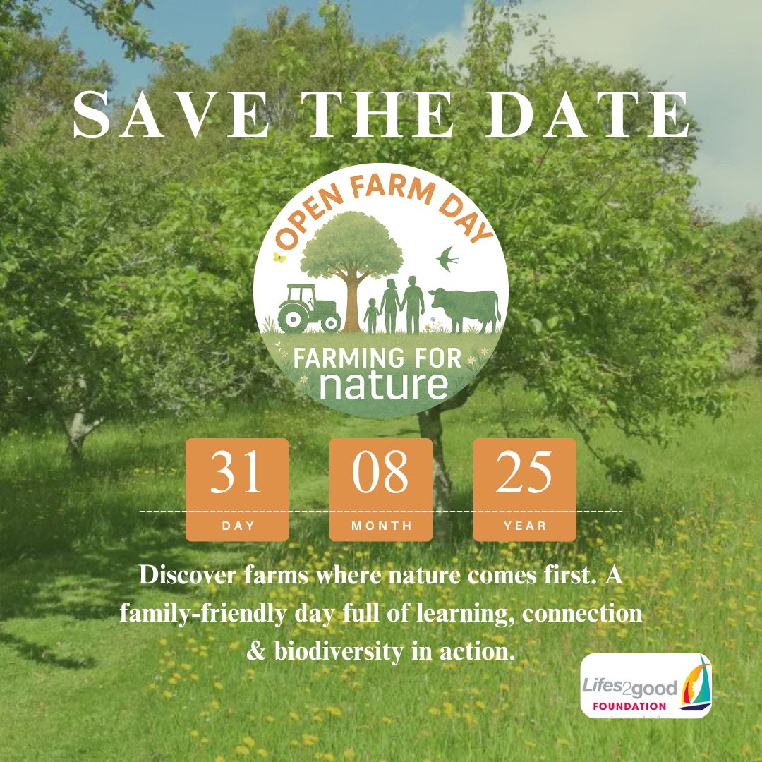 farmfornature's tweet photo. 📅 Sunday, Aug 31st
Farmers across Ireland are opening their gates for a free, family-friendly day out! 🌼👨‍🌾

Meet farmers, explore nature-rich farms &amp; celebrate biodiversity 🌱
🎟️ Info: https://t.co/pXmlqHafsm

#OpenFarmDay #FarmingForNature #FamilyDayOut #SaveTheDate https://t.co/Cen0AZEkHz