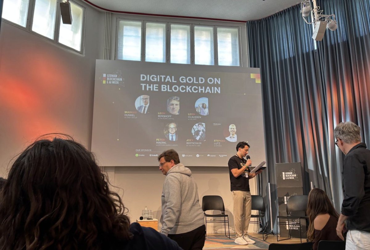 JoeyBertschler's tweet photo. Can’t wait for all the videos and photos from #GermanBlockchainWeek — wild mix of panels, memes, and crypto pop-art. Missed a lot (everything always overlaps 😅). Big Trump presence even in Berlin 🇩🇪🧱 ♡૮꒰˶ᵔ ᵕ ᵔ˶꒱ა˖⁺‧₊˚
@gbweekofficial @btcecho #GBW2025 #BitcoinArt #DigitalGold #Web3Berlin