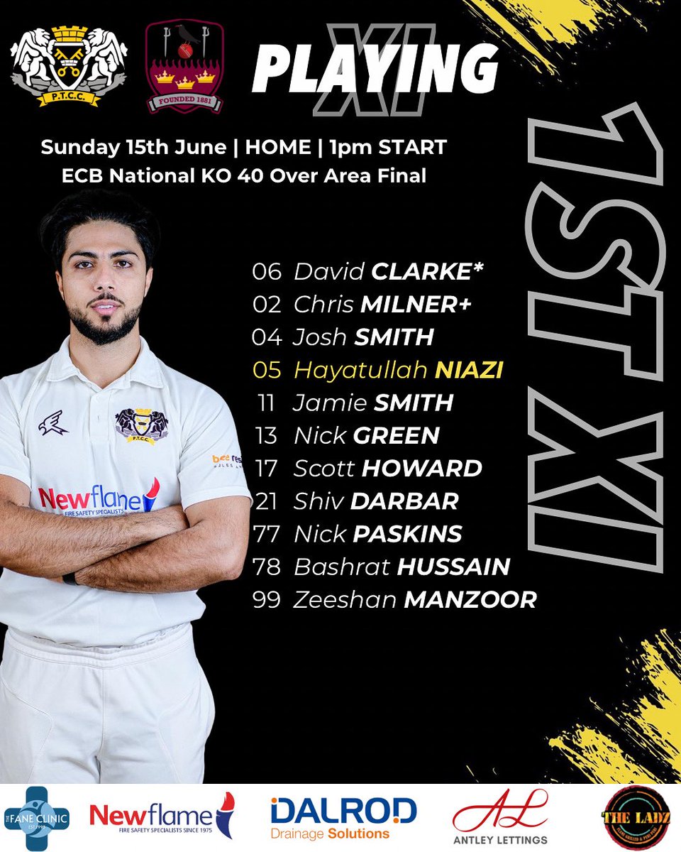 Peterborough Town Cricket Club (@pborotowncc) on Twitter photo Here’s our team to face <a href="/Brentwood_cc/">Brentwood Cricket Club</a> in the ECB Area Final. Game starts at 1pm @ Dalrod Sports Ground. #ptcc Here’s our team to face <a href="/Brentwood_cc/">Brentwood Cricket Club</a> in the ECB Area Final. Game starts at 1pm @ Dalrod Sports Ground. #ptcc