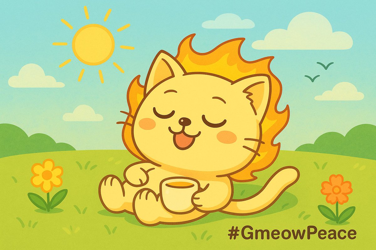 GmeowMeme's tweet photo. @Gmeow_Solana @artsch00lreject Not every meme needs to roar.
Some just purr, sip tea, and remind you the sun still shines. ☀️🐾
Gmeow is peace. Gmeow is presence.
#GmeowPeace #WAGMEOW #MemeZen https://t.co/k6zxmYJFTE