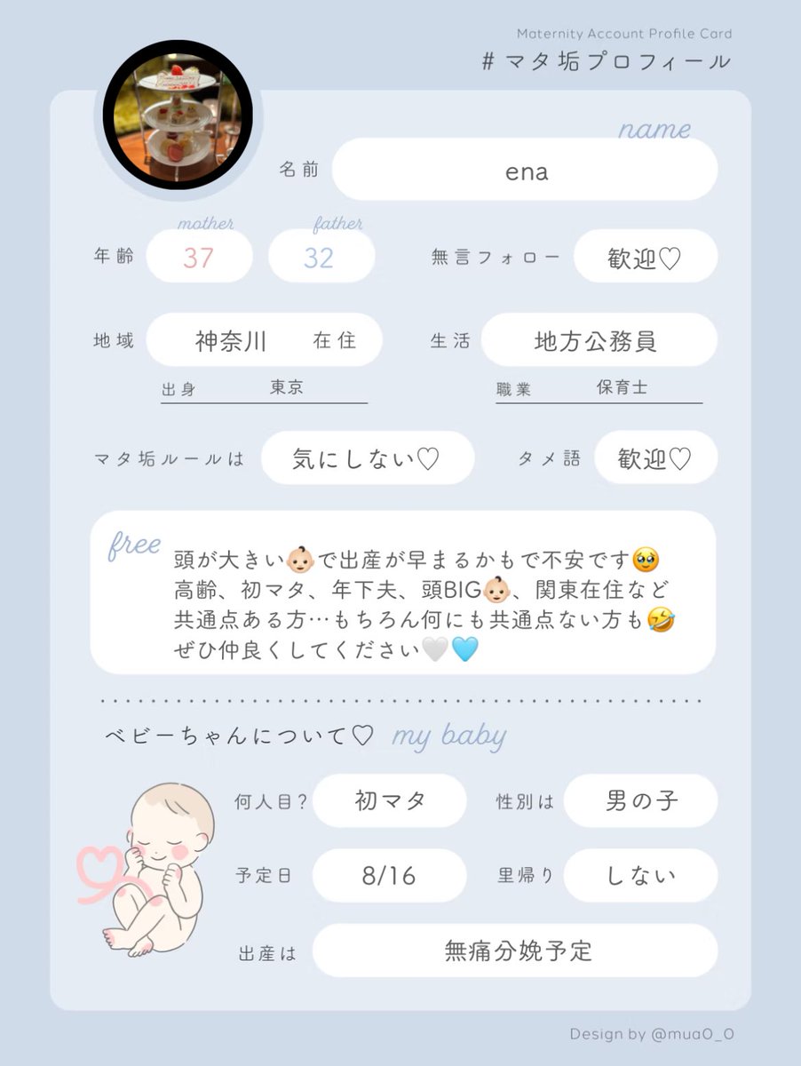 マタ垢プロフィールカード