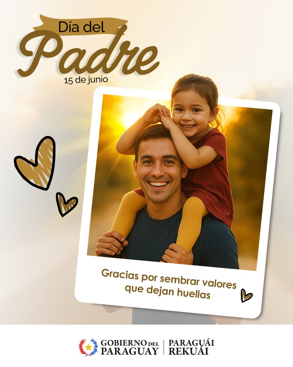 MDI_Paraguay's tweet photo. A todos los padres que protegen, inspiran y acompañan… ¡Feliz Día del Padre!

Gracias por ser ejemplo de compromiso, esfuerzo y amor incondicional en cada hogar del Paraguay.

#MinisterioDelInterior
#GobiernoDelParaguay https://t.co/dJOk1dUHDB