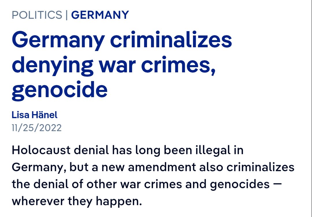 Must say it remains very funny that Germany criminalised the denial and support of war crimes just one year before making it the national sport