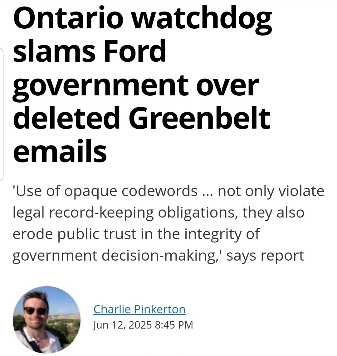 As Ford denies accountability for the #Greenbelt scandal, are the individuals who worked on Ford &amp; Clark's #Greenbelt carveout &amp; deleted gov records (allegedly), know it was illegal? In 2013, McGuinty's chief of staff was jailed for deleting gov records. 
orilliamatters.com/local-news/ont…