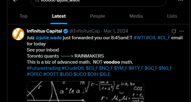 julie_wade's tweet photo. $CRUDE Some would say not voodoo math, as I literally posted about dealer pin using my math and look where it went before dealer algos came in to push it back down. That is the 1.5x Monthly Range (HVOL) at 77.59 confluenced with 30 Day 1 (RVOL) at 77.80.
#JATSPT $CRUDE taking you from 66.00 to 77.80
How far can we go? Well pretty far I would say after last night. Making Crimea the hottest real estate on earth .
See the first one @InfinitusCap ๐ 6:23 am June 11
https://t.co/lX0dYfv7iA
Well, I stand up next to a mountain
And I chop it down with the edge of my hand
Yeah
Well, I stand up next to a mountain
And I chop it down with the edge of my hand
Well I pick up all pieces and make an island
Might even raise a little sand
Yeah
Cause I'm a Voodoo Child
Lord knows I'm a Voodoo Child baby
https://t.co/gO1x1bojeS