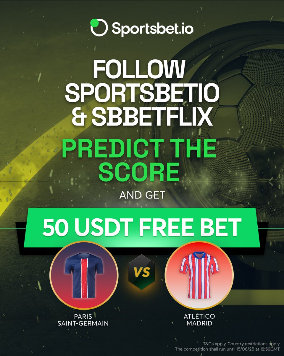 Sportsbet.io (@sportsbetio) on Twitter photo ๐จ ๐ฑ x ๐ฑ๐ฌ ๐จ๐ฆ๐๐ง ๐๐ฟ๐ฒ๐ฒ ๐๐ฒ๐๐ ๐จ๐ฝ ๐ณ๐ผ๐ฟ ๐๐ฟ๐ฎ๐ฏ๐! ๐จ
Hereโs your chance to win a free bet during the #FIFACWC โฝ
How to Enter:
โ
Follow <a href="/Sportsbetio/">Sportsbet.io</a>
๐ค Predict the score & tag a friend with top prediction skills
๐ Repost for an extra chance to win
Five winners ๐จ ๐ฑ x ๐ฑ๐ฌ ๐จ๐ฆ๐๐ง ๐๐ฟ๐ฒ๐ฒ ๐๐ฒ๐๐ ๐จ๐ฝ ๐ณ๐ผ๐ฟ ๐๐ฟ๐ฎ๐ฏ๐! ๐จ
Hereโs your chance to win a free bet during the #FIFACWC โฝ
How to Enter:
โ
Follow <a href="/Sportsbetio/">Sportsbet.io</a>
๐ค Predict the score & tag a friend with top prediction skills
๐ Repost for an extra chance to win
Five winners