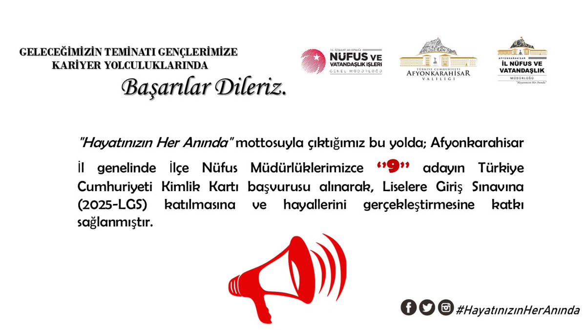 afyon_nvi's tweet photo. Değerli adaylar; Hayalleriniz için görevimizin başındayız...😉

@TCNufus
@AfyonValiligi 
@afyonilmem 
#HayatınızınHerAnında https://t.co/jABATWqTfu