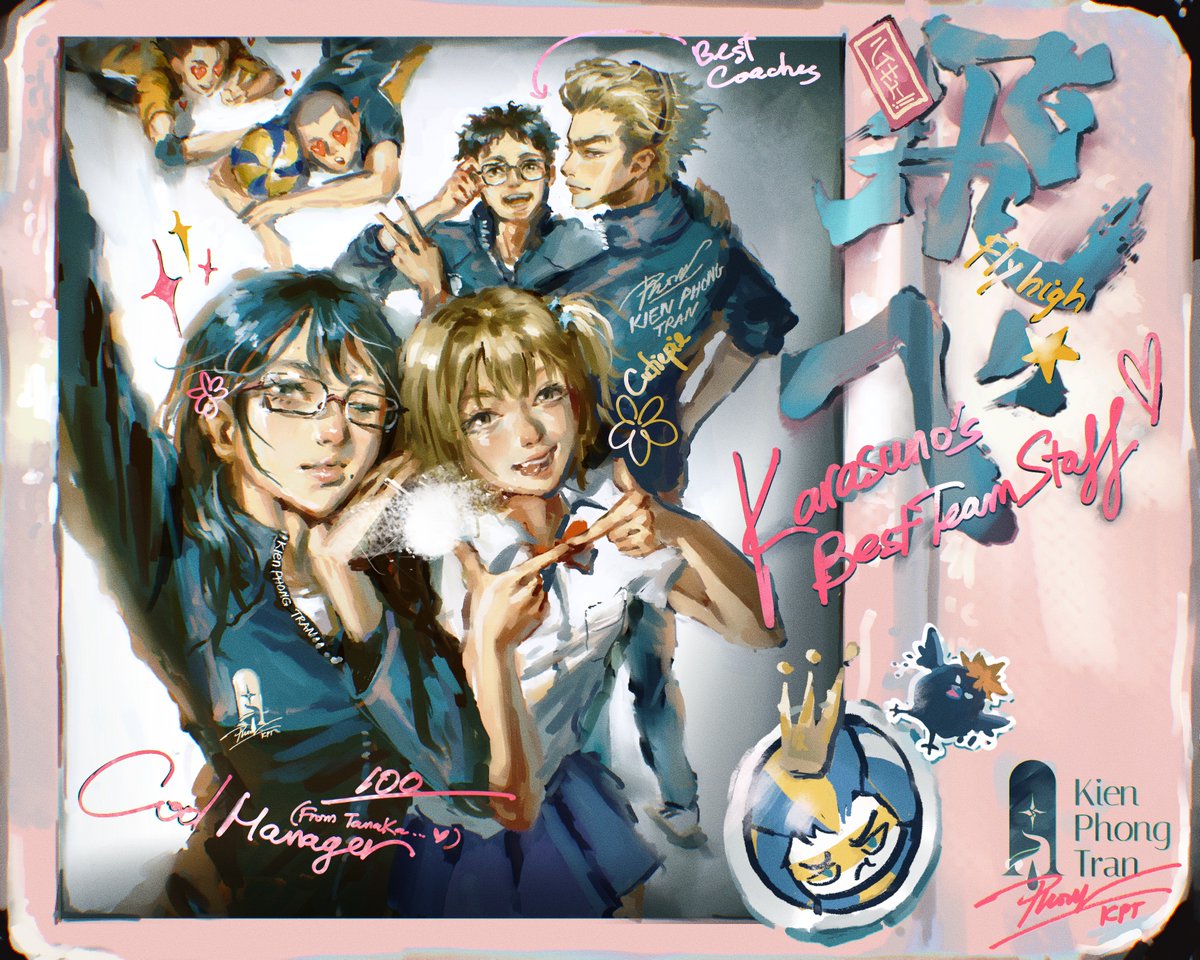 | Karasuno's Best Team Staff |... Cheeseee📸
Kiyoko Shimizu, Hitoka Yachi, Coach Keishin Ukai, Ittetsu Takeda sensei and our fellow behind there...
.
hmm now 2 more🤭
#ハイキュー #Kiyoko #きよこ #hikota #仁花 #CoachUkai #烏養 #Takedasensei #武田