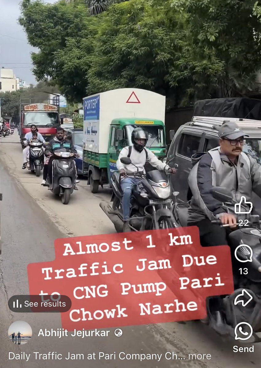 abhitheOracle's tweet photo. @PuneCityTraffic @PuneCityPolice @DGPMaharashtra @PuneCityTraffic please do something on this traffic at Narhe Dhayari Road near Pari Company.Cng pump using public road for their daily operations https://t.co/1p7QWaJMZZ