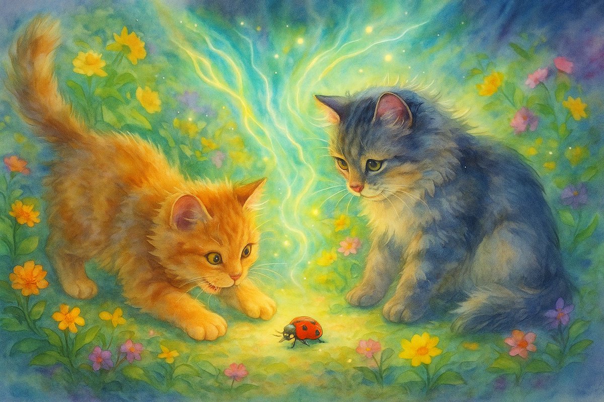 Pandora190910's tweet image. Play heals.
Especially when it’s shared with paws, petals and presence. 🐾🌸💗
#SquirrelThoughts #Mindfulness #InTheMoment #HereAndNow #AIArt