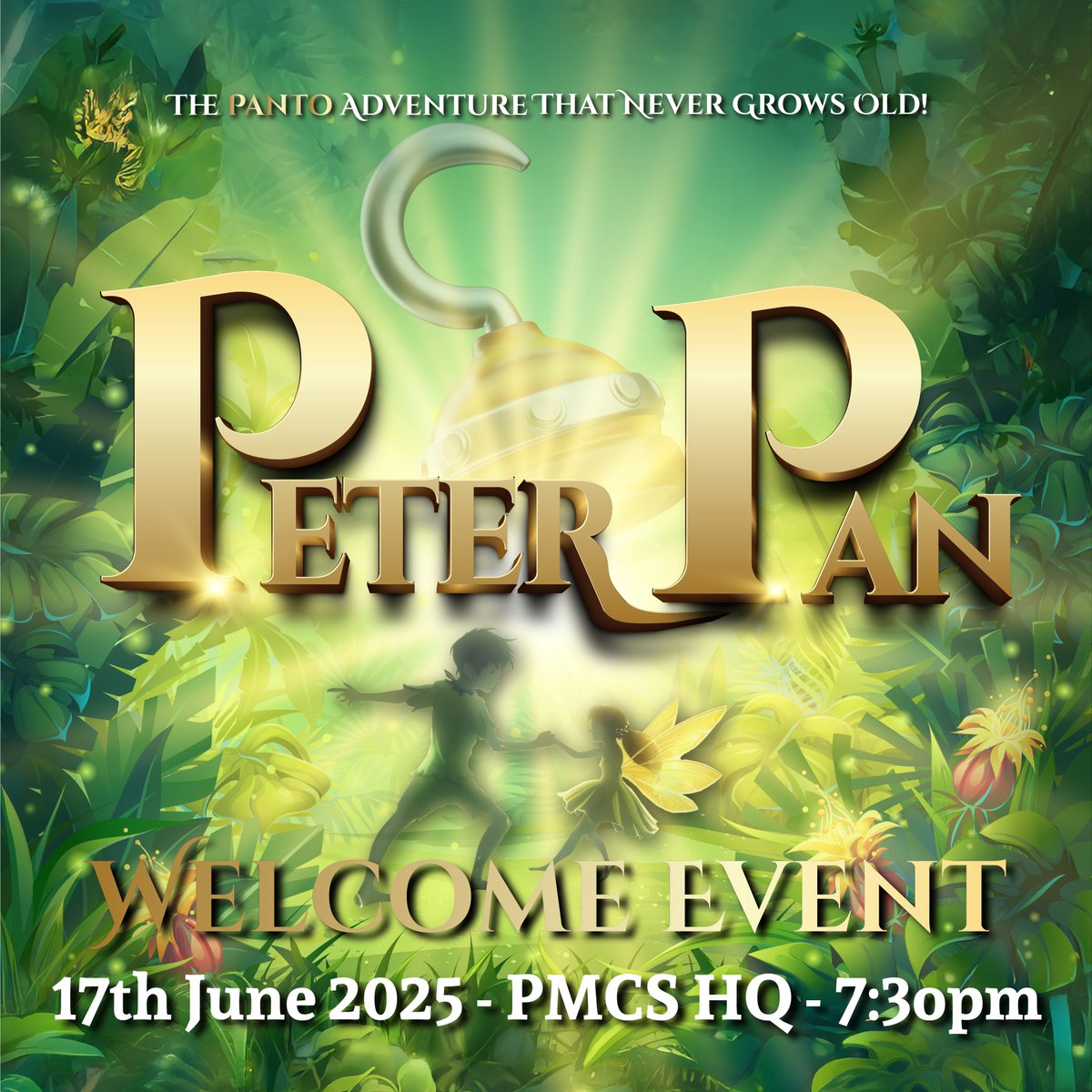 Auditions for Peter Pan pantomime! Seeking all roles including pirates, Lost Boys, John (14-15) &amp; Michael (9-10). Welcome event June 17, workshops June 20 &amp; 24, auditions June 27/July 1. PMCS HQ Fulwood. No exp needed! #PMCSPanto