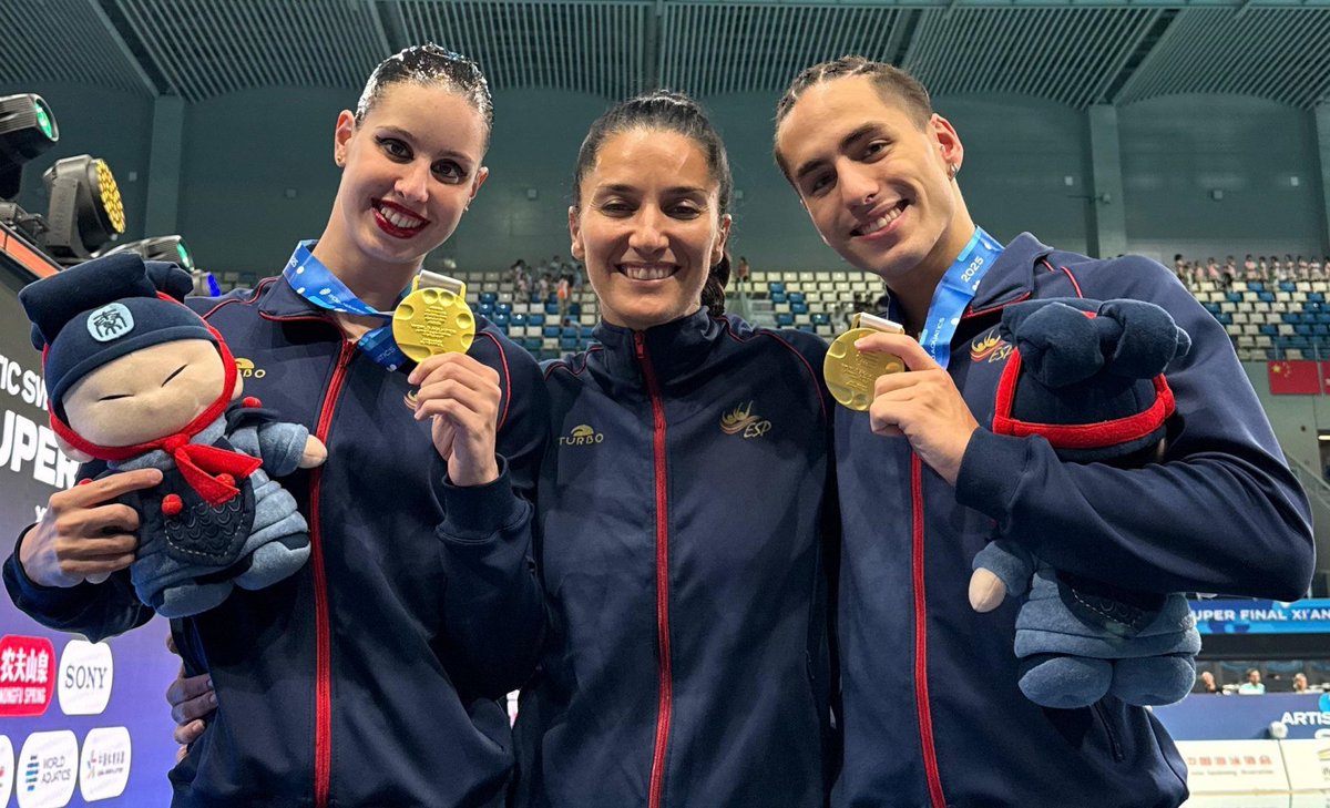 COE_es's tweet photo. 🥇 ¡𝐎𝐓𝐑𝐎 𝐎𝐑𝐎 𝐄𝐍 𝐂𝐇𝐈𝐍𝐀𝐀𝐀𝐀𝐀!

😍 Iris Tió y Dennis González firman un nuevo oro en el Dúo Mixto Libre de la Super Final de la Copa del Mundo de natación artística.

🤩 ¡Impresionante, @RFEN_Oficial! https://t.co/2FfVp5LeS2