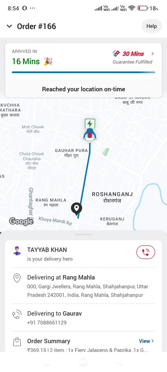 rastogi2008's tweet photo. @dominos_india @dominos order(order no 166, 14th June, Shahjahanpur, U.P) arrived 14 min late but the delivery boy market it delivered before time, and hence your app is not allowing me to raise ticket for late delivery. https://t.co/foAlnEDGvM