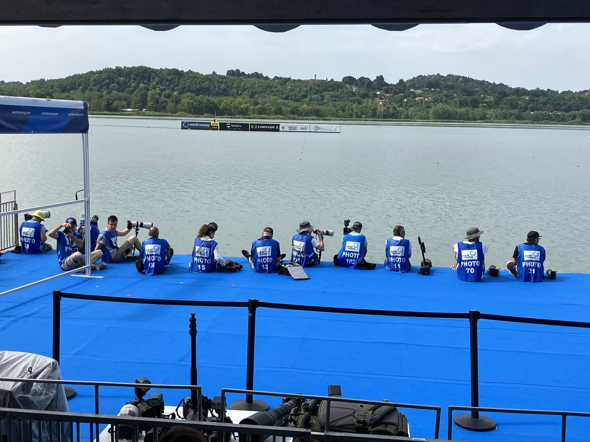 TimDellor's tweet image. We’re live on @BBCSport website now. The photographers are ready. So is everyone else. Hopefully some @BritishRowing medals on the way from the World Cup here in Italy.