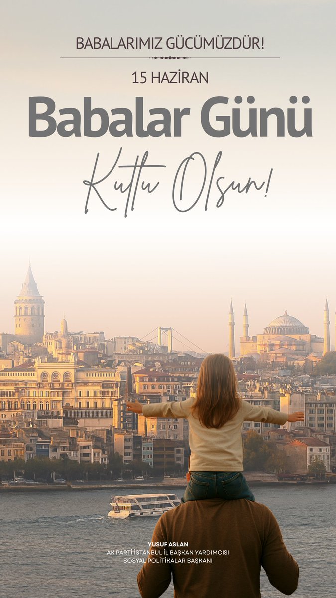 Başta Şehit Babalarımız olmak üzere, evlatlarına yol gösteren, ailesinin yükünü omuzlayan tüm babalarımıza sağlık ve huzur diliyorum.
Babalar Günümüz kutlu olsun.