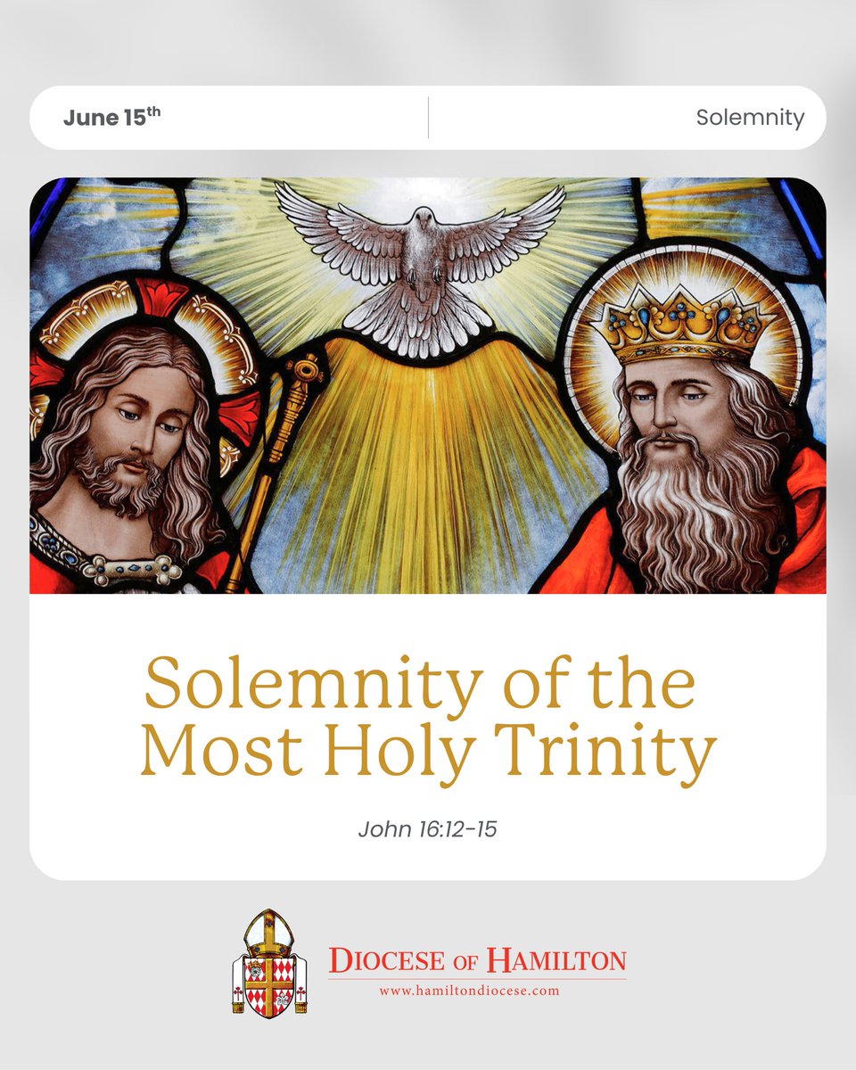 Today we celebrate the Solemnity of the Most Holy Trinity, the central mystery of our Christian faith.
The Trinity shows us that God is not distant, but a communion of love inviting us in. Glory be to the Father, and to the Son, and to the Holy Spirit. #HolyTrinity